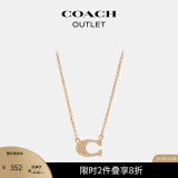 蔻驰（COACH）奥莱女士密镶经典标志时尚项链精美配饰金色 金色