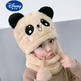 迪士尼（Disney）儿童帽子男童女童秋冬季新款围脖一体可爱加厚保暖宝宝遮脸护耳帽 卡其色熊猫 中码【5-9岁】