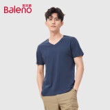 班尼路（Baleno）潮新疆棉休闲v领修身短袖打底衫 02B中蓝-V领 XL 