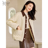 初申秋冬棉服女撞色菱格肌理感韩版宽松时尚保暖外套上衣S144M1003