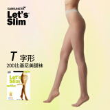 Let's slim丝袜女性感夏季连裤袜子韩国美腿塑形防勾丝压力袜薄长高筒袜30D 20DT字形咖啡色 1双