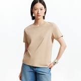 VEROMODAT恤女2024春夏新款基础通穿U领H版舒适纯棉上衣短袖女 C10沙色 S