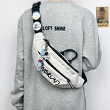 乖可爱ins潮牌胸包男士日系休闲斜挎小包简约工装单肩包女运动手机腰包 白色[加厚耐磨加固] 裸包