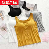 QRJW夏季带胸垫背心文胸一体式吊带打底美背内衣无钢圈大抹胸内搭外穿 白色【单件装】 L 建议100-120斤