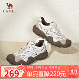 骆驼（CAMEL）经典丑萌鞋女时尚撞色户外休闲鞋 L24S469647A 米/银/咖 38