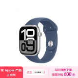 Apple/苹果 Watch Series 10 智能手表GPS款46毫米银色铝金属表壳丹宁色运动型硅胶表带S/M MX203CH/B