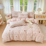 多兰诗（Duolanshi）春秋加厚磨毛四件套 ins四件套花卉田园风格床单被套四件套 波比熊M 2.0米 床单款 被套200*230 四件套