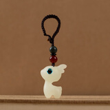 思怀一路平安檀木小鹿汽车钥匙扣挂件精致手机吊坠男女情侣钥匙挂饰链 夜光小鹿-红玉髓钥匙扣款