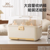 英氏（YEEHOO）奶瓶收纳箱沥水架宝宝餐具收纳箱婴儿奶瓶奶嘴辅食工具收纳盒 360°防尘+提手设计