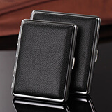 双枪（TEAMPISTOL）便携真皮烟盒防潮抗压20支18支14支随身不锈钢烟盒粗支细支香菸盒 14支粗 14支