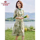 俞兆林妈妈装夏装短袖连衣裙中老年女装婆婆气质裙子女 Y242Q1001