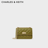 CHARLES&KEITH经典菱格金属扣链条单肩包女斜挎包包女包生日礼物CK2-80151108 Avocado牛油果绿 M