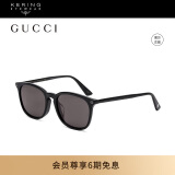 古驰（GUCCI）墨镜时尚经典圆形全框防晒遮阳太阳镜黑色眼镜框GG0154SA-001