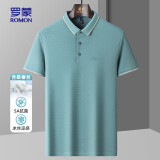 罗蒙（ROMON）5A抗菌含桑蚕丝短袖t恤男polo领中青年夏季商务凉感T恤衫浅绿185