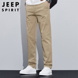 JEEP SPIRIT吉普休闲裤男宽松春夏季直筒裤子男潮流商务长裤 卡其色 32