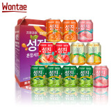WONTAE源泰韩国风味果汁果肉果粒饮料葡萄草莓混合送礼礼盒238ml*12罐