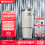 STANLEY巨无霸吸管杯水杯保温杯大容量不锈钢杯子办公887毫升-亮面米白