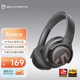 泥炭（SoundPEATS）Space 头戴式蓝牙耳机 真无线主动降噪 泥炭蓝牙耳机123H长续航 游戏运动HiFi音质耳机 蓝牙5.3 隐金黑