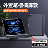 科技鱼【三代新款】苹果iPadpro11可兼容妙控键盘伴侣壳保护套10.9英寸磁吸壳air5/4单壳 黑色单壳【三代外置笔槽】兼容苹果妙控键盘 iPad Air4/Air5(10.9英寸)