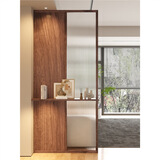 侠友新中式实木屏风隔断客厅入户玄关餐厅卫生间卧室遮挡长虹玻璃隔断 （款式一）新西兰松木+长虹玻璃  整装