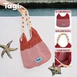 Tagi. 机灵果子手工串木珠手提撞色单肩编织包休闲野餐大容量收纳包 樱桃莓果