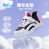 361°童鞋 儿童跑鞋24冬男女小童革面防风轻盈软弹保暖棉鞋 黑30