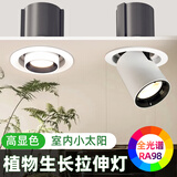 JJTOOP植物补光嵌入式筒灯家用客厅仿太阳全光谱绿植伸缩射灯花卉生长灯 【开孔75mm】全光谱12W/5000K日光