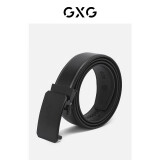 GXG皮带男真皮男士腰带自动扣纯牛皮男款裤带腰带男 黑色 110cm