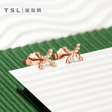 谢瑞麟（TSL）18K金耳钉女款简约彩金耳环耳饰送女友AB991