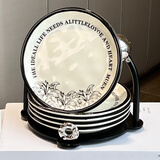 尊慕斯吐骨碟陶瓷家用食品级高级感餐桌渣盘菜盘水果盘骨头垃圾收纳碟架 圆球骨碟架/百合/一架六碟