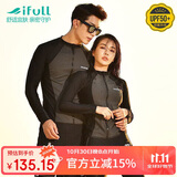 宜肤情侣潜水服女分体长袖防晒水母服浮潜服冲浪服男士套装显瘦游泳衣