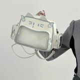 万誉双肩包潮酷千禧辣妹痛包百搭机械猫猫小背包流行旅行包 白蓝色 双肩包包