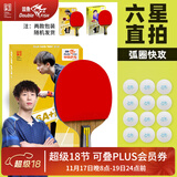 双鱼（DOUBLE FISH） 乒乓球拍初学者成品拍双面反胶皮套装快攻型学生业余训练乒乓拍 竖拍 6A+直拍（单）12球