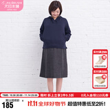 犬印本铺（INUjIRUSHI）孕妇装女日式长袖带帽连衣裙外出服 藏青色