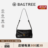 BAGTREE包包树奶盒包 牛皮单肩斜挎2024新款轻奢枕头Hobo女士包生日礼物 檀黑色-小号 bag tree包包树轻奢女包