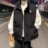 羽绒棉马甲男秋冬款港风潮牌潮流加厚保暖男士休闲情侣装轻薄外套 黑色 2XL