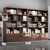 吉友爱书柜文件柜书架置物架落地办公室储物收纳柜子家用客厅靠墙简易 带锁+双抽-30cm宽|原野色.长220 整装(上门安装)