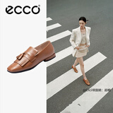 爱步（ECCO）乐福鞋女 时尚百搭简约流苏方头浅口低跟单鞋 安妮208543 浅棕色20854301291（牛皮） 38