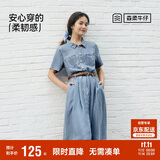 森马（Semir）牛仔连衣裙女收腰翻领裙子2025夏凉感通勤休闲中长裙109325114021