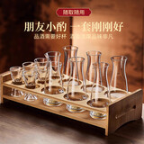 青苹果水晶玻璃白酒杯分酒器杯架套装 一口杯shot杯24K金箔二两酒具酒盅