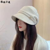 沐铭尔莱帽子女士秋冬圆脸大脸显瘦渔夫帽日系气质休闲帽大头围复古包头帽 【白色】