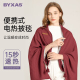 BYXAS百赛施发热毯可水洗披肩盖腿户外家用办公室午睡USB暖身毯 深红色