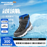 Skechers斯凯奇儿童绒绒靴雪地靴保暖男童棉鞋防寒加绒高帮女童靴660092L 男童/黑色/蓝色/BKBL 27.5码