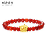新金珠宝 黄金转运珠 黄金貔貅红玛瑙手串女999足金神兽路路通手链 约0.25克