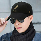 奔青春帽子男女中老年棒球帽遮阳帽春夏防晒帽子潮流韩版百搭户外棒球帽 F羽毛黑金 均码 54-60
