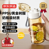 京东京造 水杯 运动大容量儿童吸管杯子学生 【PPSU黄金树脂】轻盈白550mL