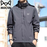 猫人冲锋衣男春秋季夹克外套休闲潮流登山服户外运动男装 深灰 XL