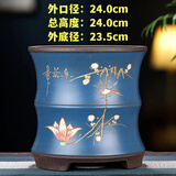 紫砂兰花盆特大君子惠兰花盆墨兰等各种兰花绿植陶瓷紫砂专用花盆 蓝色点彩竹节 紫砂 x 中等