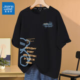 真维斯（JEANSWEST）短袖t恤女夏季2025新款ins时尚打底衫纯棉上衣服女装学生宽松半袖 黑色 日暮熊_KZ 2XL
