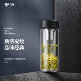 万象（WANXIANG）玻璃杯经典皮纹U3商务办公杯高硼硅泡茶杯460ML家用带滤网水杯